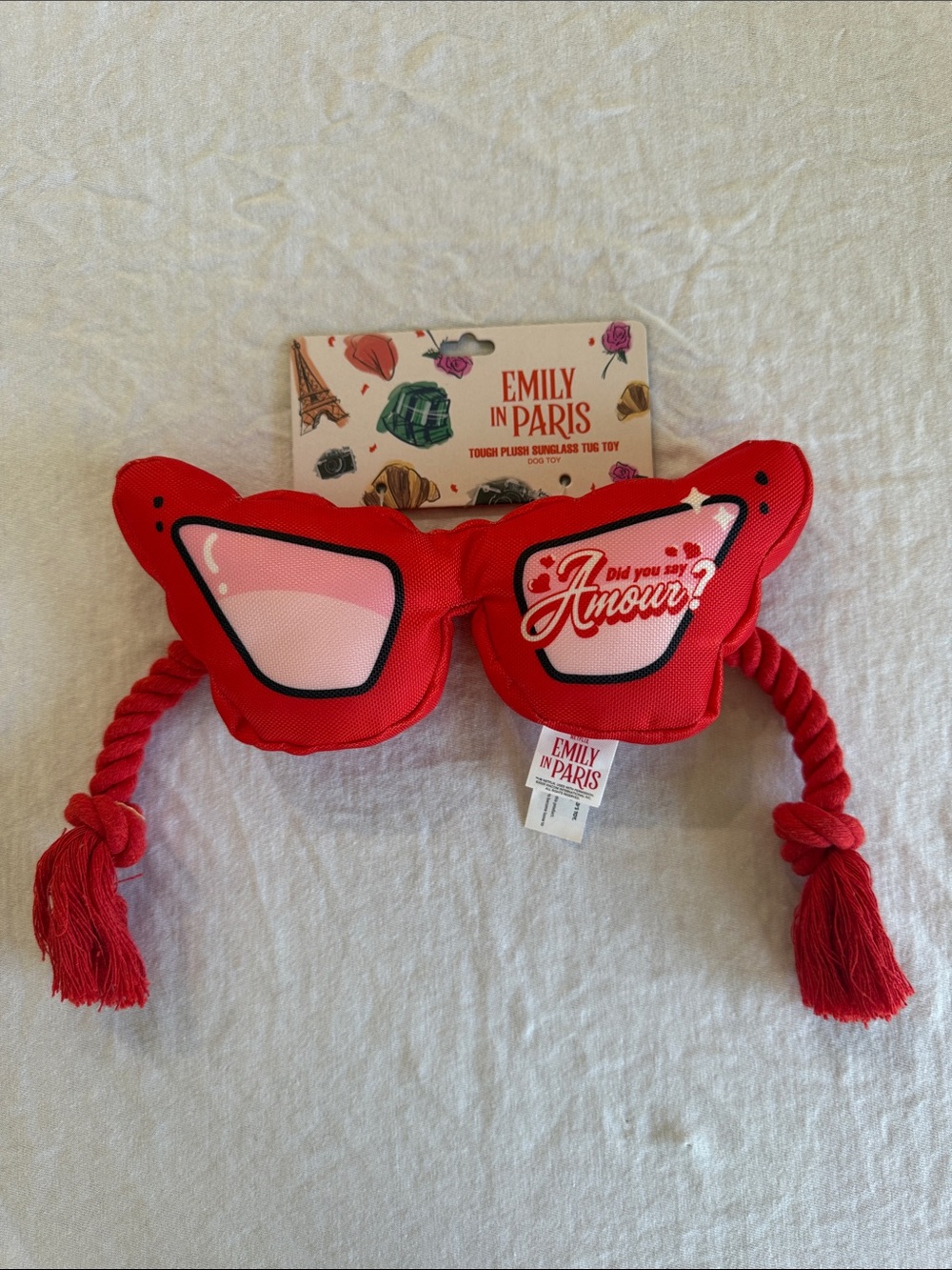 Netflix Emily In Paris Red Fashion Sunglasses Pet Plush Dog Toy